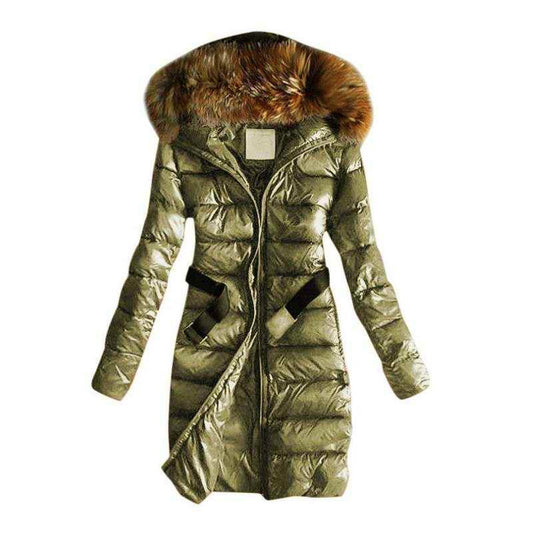 Women’s Mid-Length Cotton Down Puffer Jacket – Warm Lightweight Winter Coat for Women