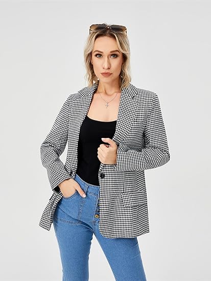 Women’s Casual Work Office Blazer Jacket – Long Sleeve Lapel Business Casual Blazer for Women