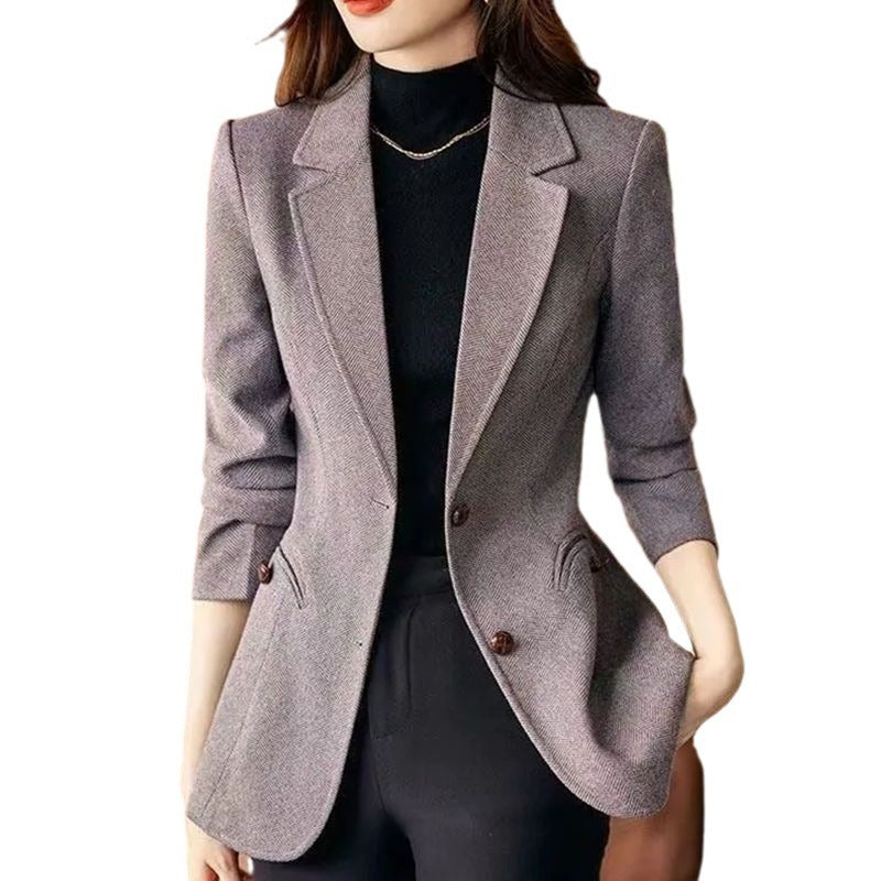 Women’s Wool Blend Blazer Jacket – Chic Tailored Fall Winter Fashion Blazer for Work & Casual Outfits