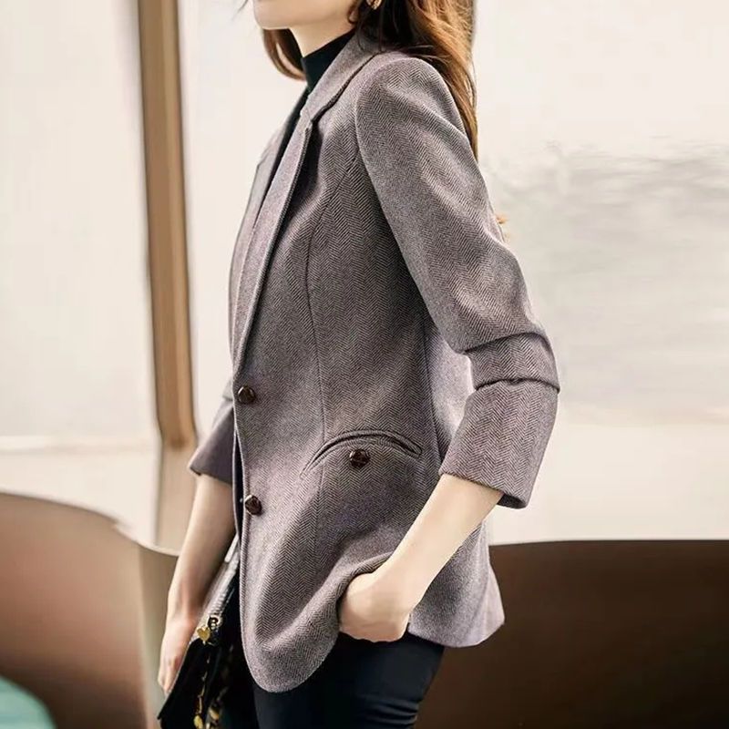 Women’s Wool Blend Blazer Jacket – Chic Tailored Fall Winter Fashion Blazer for Work & Casual Outfits