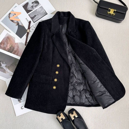 Simple Retro Winter Coat With Added Cotton And Fleece For Extra Warmth