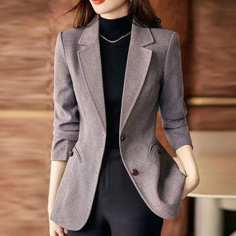 Women’s Wool Blend Blazer Jacket – Chic Tailored Fall Winter Fashion Blazer for Work & Casual Outfits
