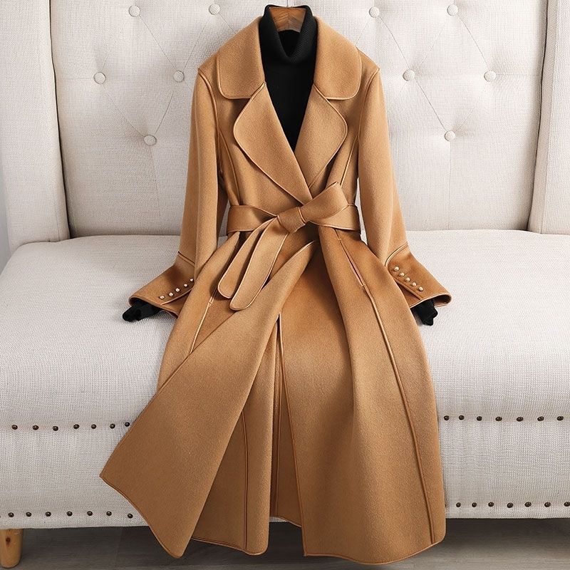 Women’s Luxury Wool Blend Long Coat – Elegant Winter Trench for Women