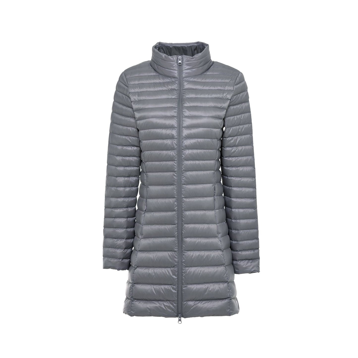 Slim Fit Women’s Lightweight Down Jacket – Mid-Length Winter Coat, Stand Collar, Plus Size, Warm & Stylish Outerwear