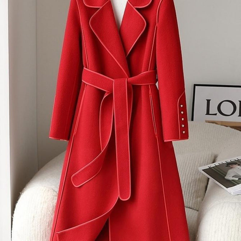 Women’s Luxury Wool Blend Long Coat – Elegant Winter Trench for Women