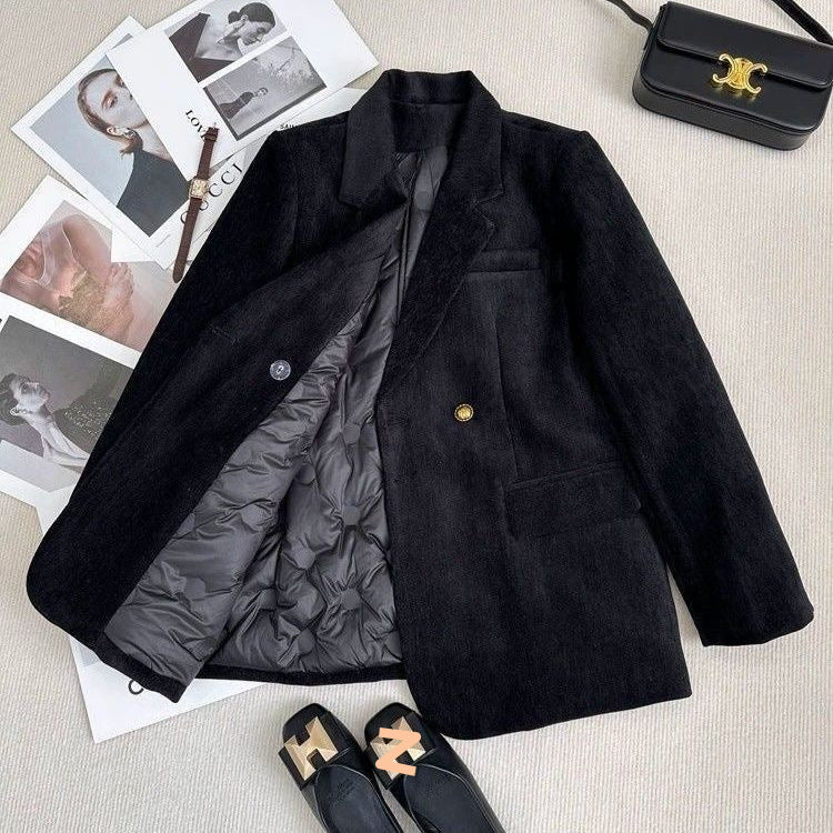 Retro Fleece-Lined Winter Coat for Women – Warm Cotton Casual Jacket 2025