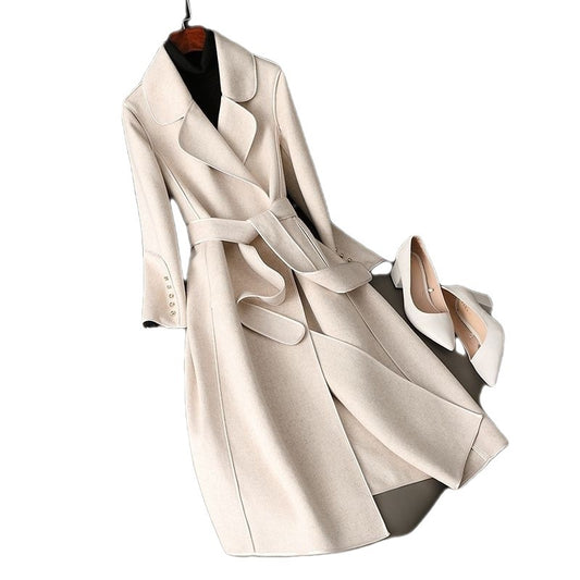 Women’s Luxury Wool Blend Long Coat – Elegant Winter Trench for Women