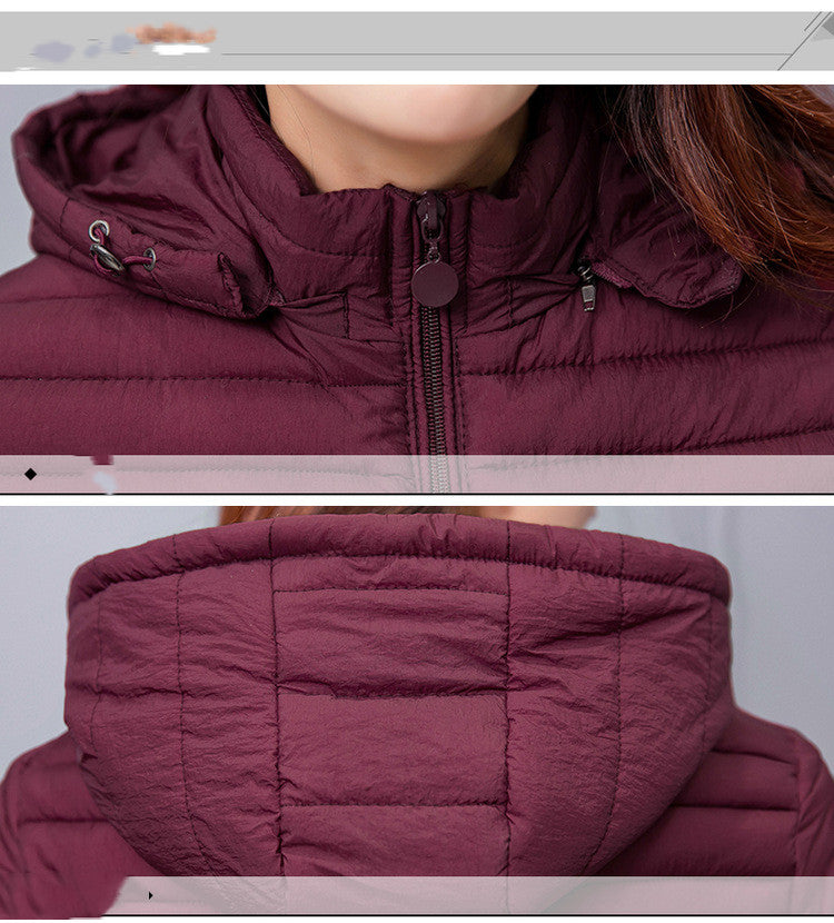 Women's Lightweight Mid-Length Puffer Coat – Warm Quilted Winter Jacket with Zipper Pockets
